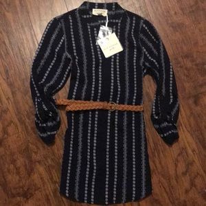 Blu pepper girls navy dress with belt